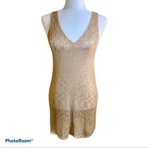 Mistic Prysm Tan V-Neck Acrylic/Mohair Knit Tunic